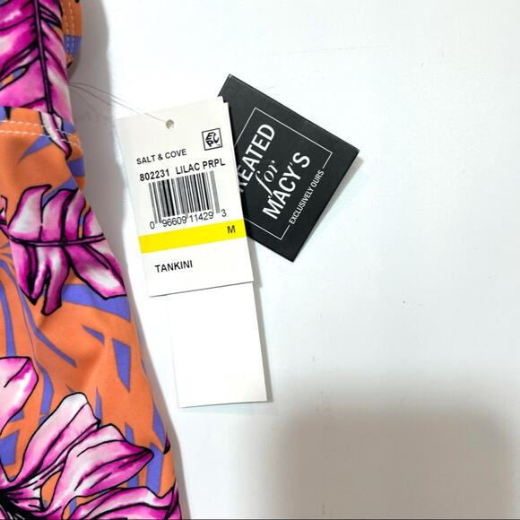 Salt+Cove High Neck Halter tankini Swim Top Med - Picture 3 of 7